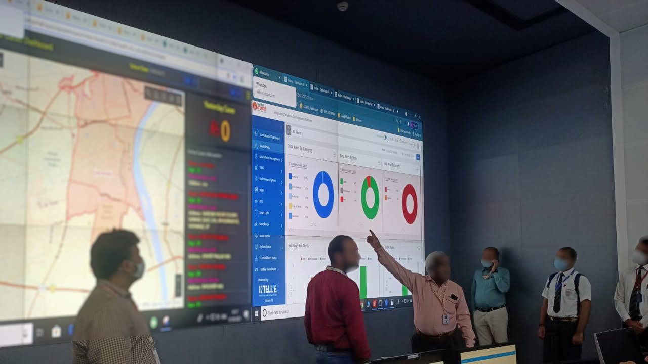 The Kashi Integrated Command and Control Centre in operation, the Intellve platform on the video wall